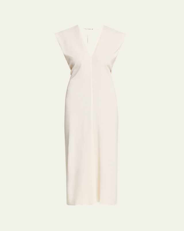 Plunge-Neck Draped Maxi Dress